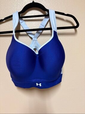 Under Armour Royal Blue Sports Bra with White Trim and Crisscross Back